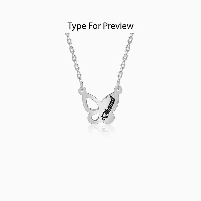 Silver Personalised Butterfly Necklace - Image 2
