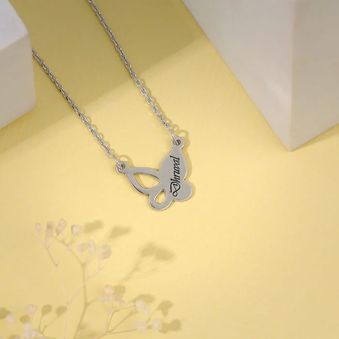 Silver Personalised Butterfly Necklace - Image 3