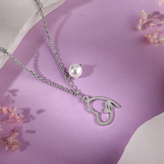 Silver Personalised Classic Heart Necklace - Image 3