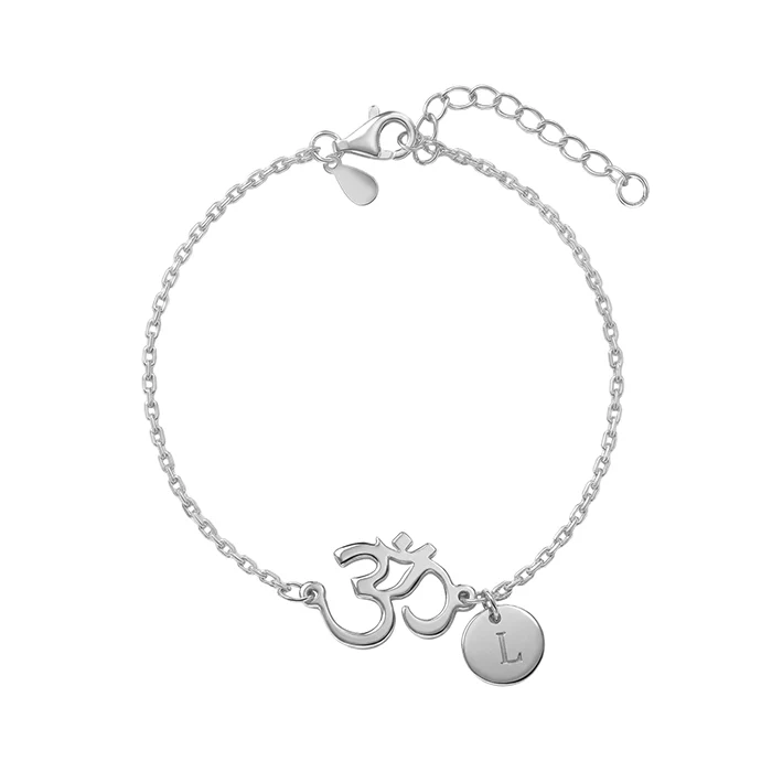 Silver Personalised Classy Om Heartbeat Bracelet - Image 2