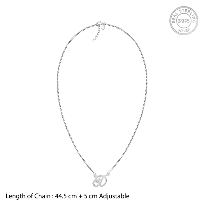 Silver Personalised Cursive Initial Necklace - Image 5