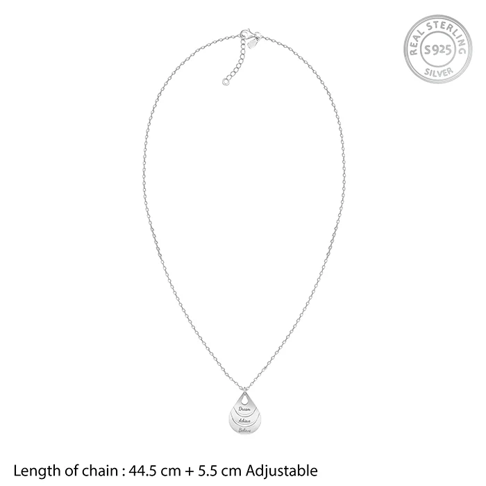 Silver Personalised Dreamy Teardrop Pendant With Link Chain - Image 6