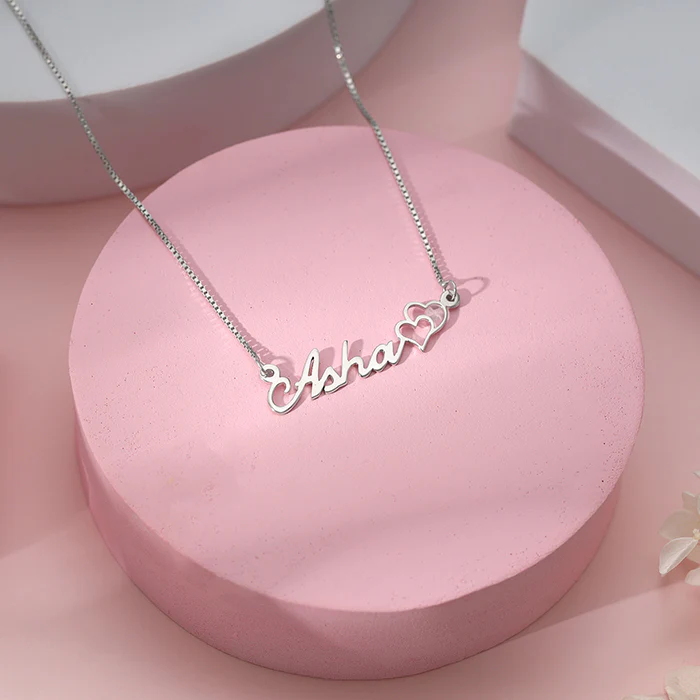 Silver Personalised Dual Heart Necklace - Image 2
