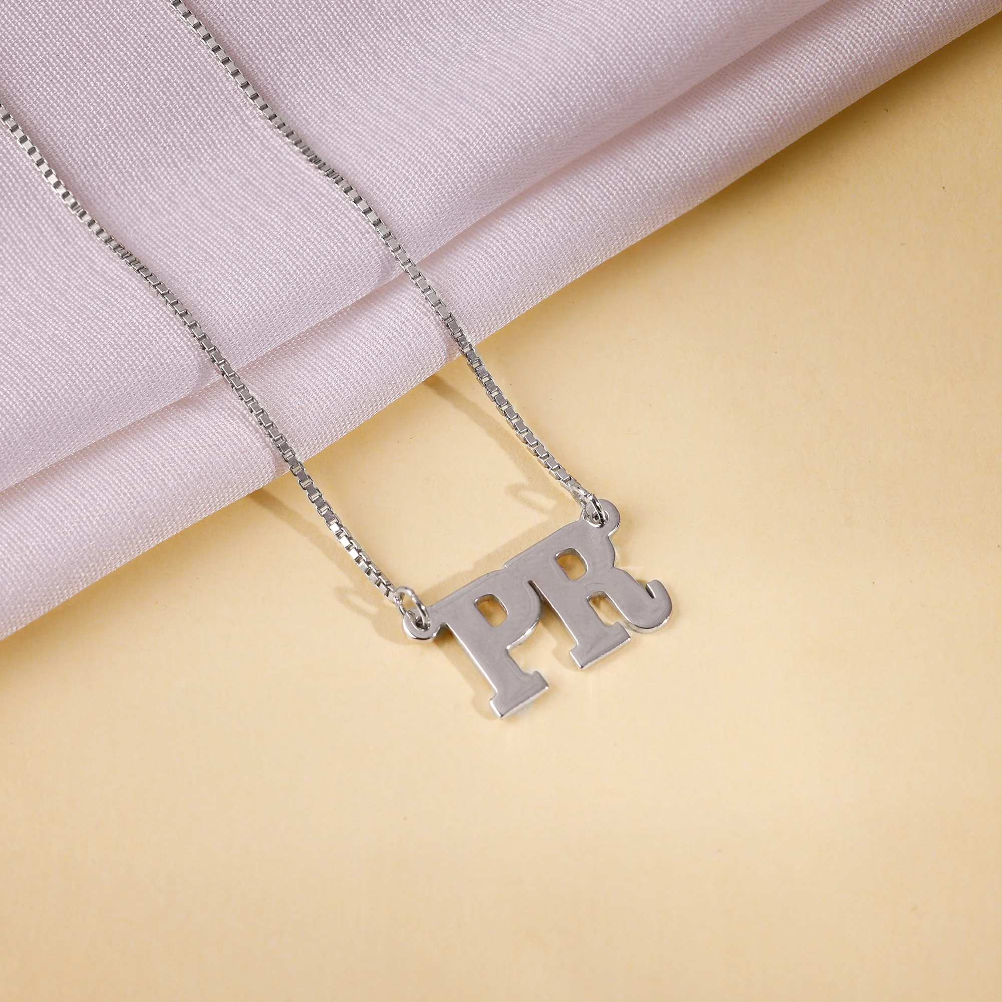 Silver Personalised Dual Initial Necklace - Image 3
