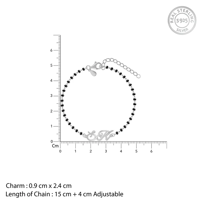 Silver Personalised Eternal Initial Mangalsutra Bracelet - Image 4