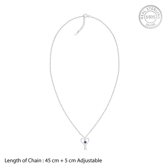 Silver Personalised Evil Eye Heart Initial Pendant - Image 5