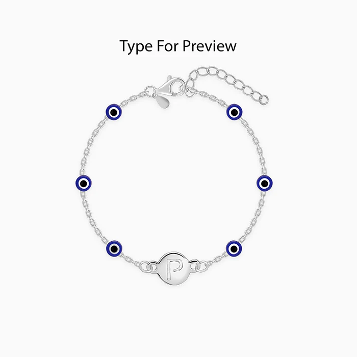 Silver Personalised Evil Eye Initial Bracelet - Image 2