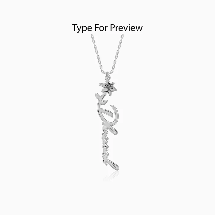 Silver Personalised Flower Name Pendant with Link Chain - Image 2