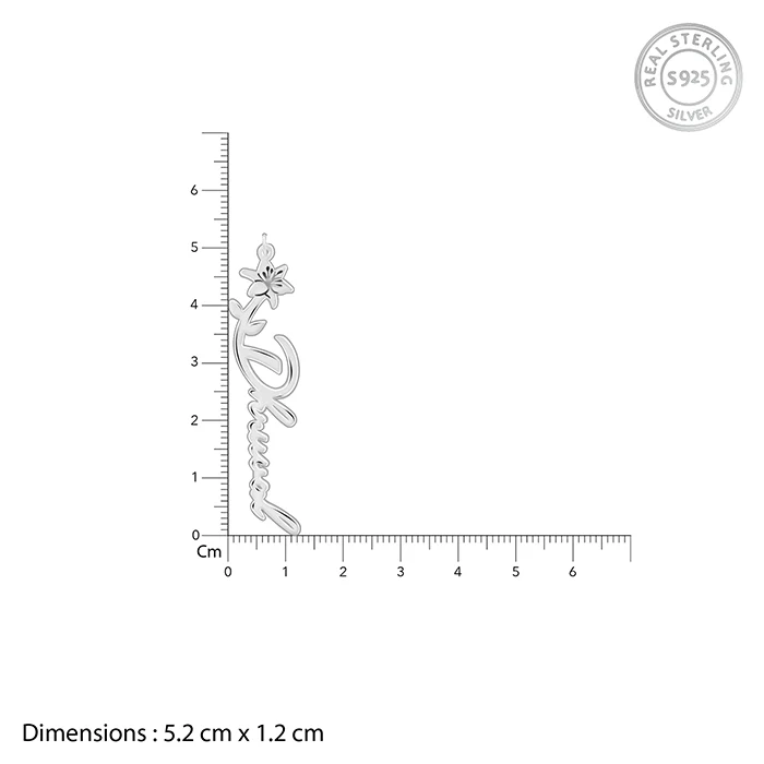 Silver Personalised Flower Name Pendant with Link Chain - Image 5