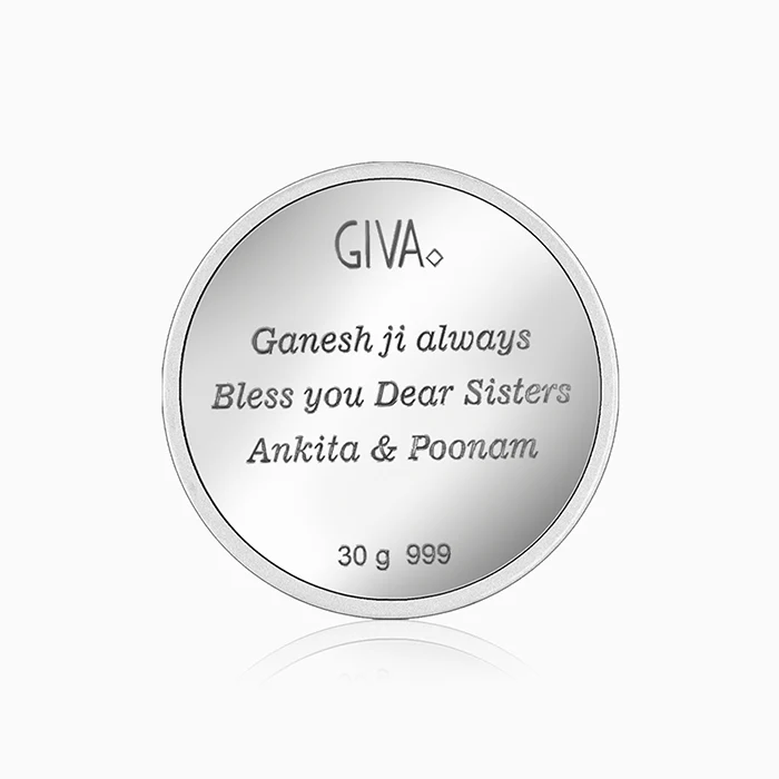 Silver Personalised Ganesha Coin- 30g - Image 3