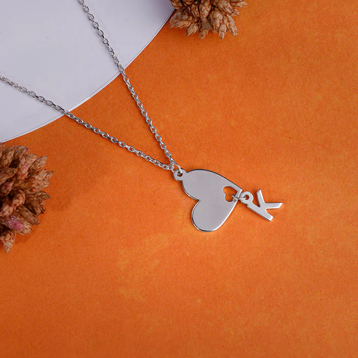 Silver Personalised Heart Initial Pendant - Image 2
