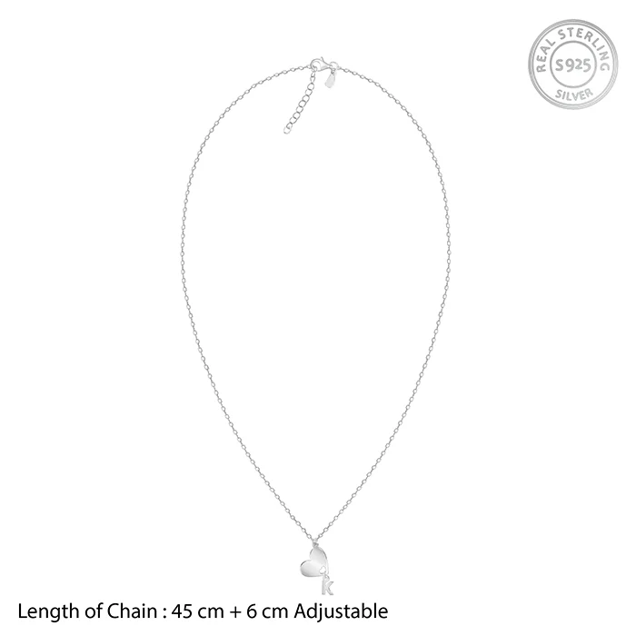 Silver Personalised Heart Initial Pendant - Image 5