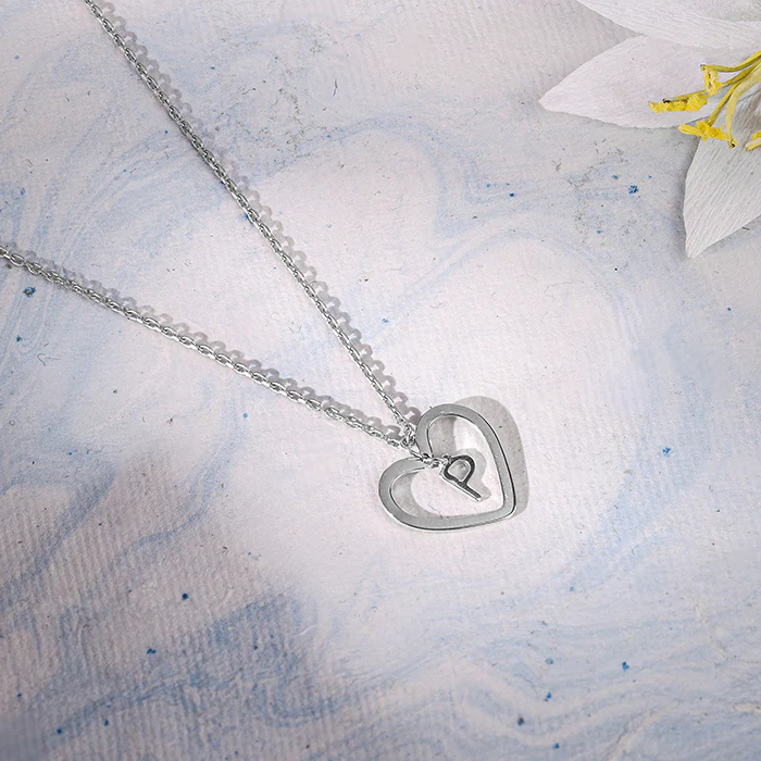 Silver Personalised Heart of Initial Pendant - Image 2