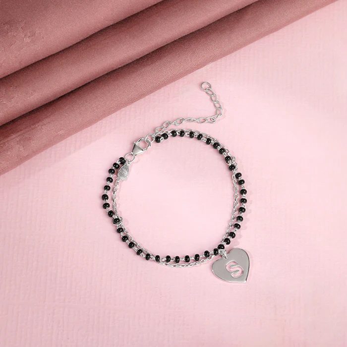 Silver Personalised Heartfelt Initial Mangalsutra Bracelet - Image 2