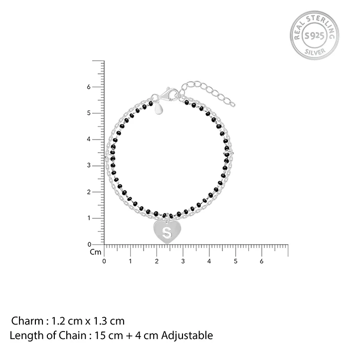 Silver Personalised Heartfelt Initial Mangalsutra Bracelet - Image 4