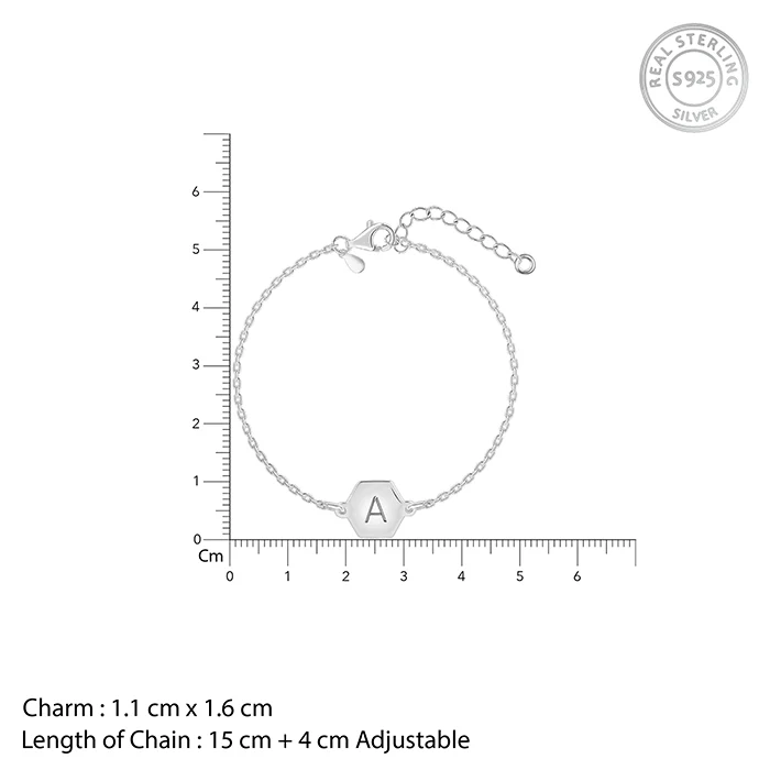 Silver Personalised Hexagon Initial Bracelet - Image 4