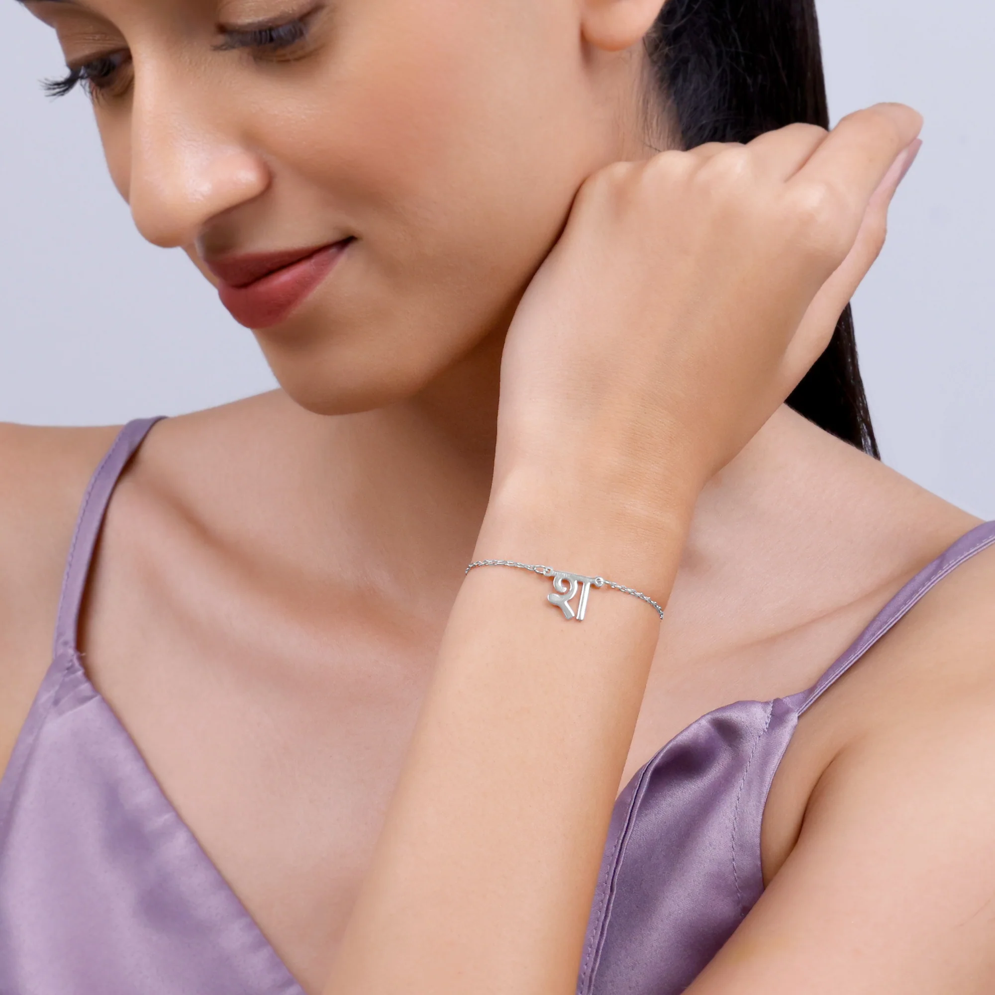 Silver Personalised Hindi Initial Bracelet - Image 3