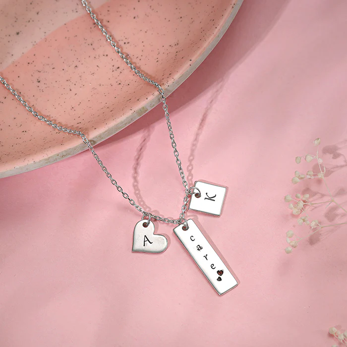 Silver Personalised Initial Charm Pendant With Link Chain - Image 3