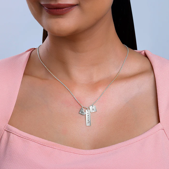 Silver Personalised Initial Charm Pendant With Link Chain - Image 4