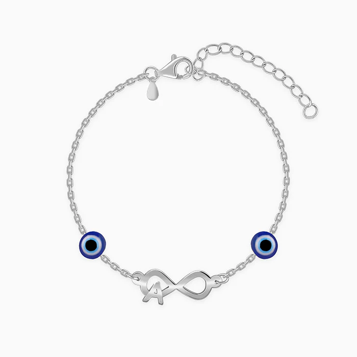 Silver Personalised Initial Nazar Bracelet - Image 2