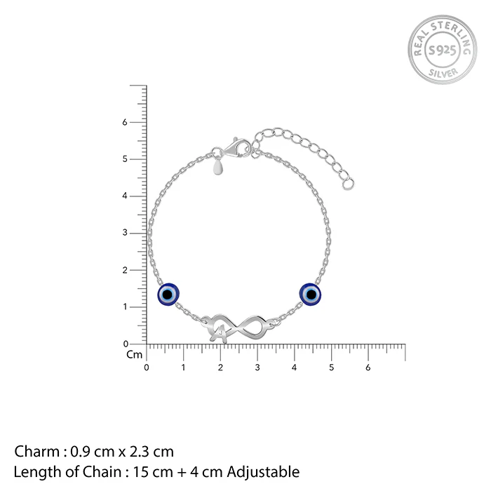 Silver Personalised Initial Nazar Bracelet - Image 5