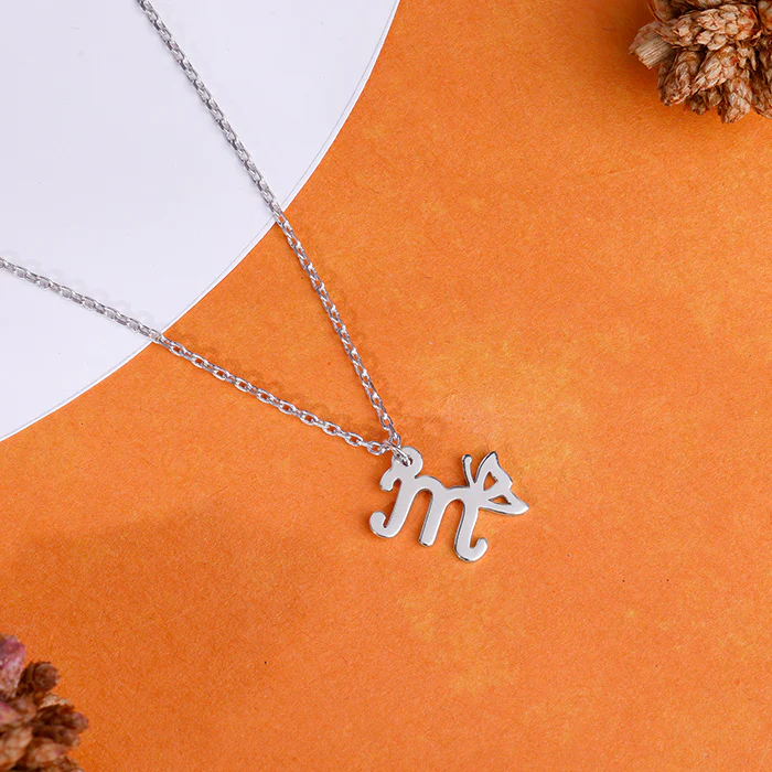 Silver Personalised Initial Wings Pendant - Image 2