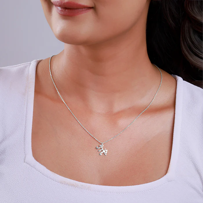 Silver Personalised Initial Wings Pendant - Image 3