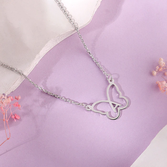 Silver Personalised Like a Butterfly Necklace - Image 3