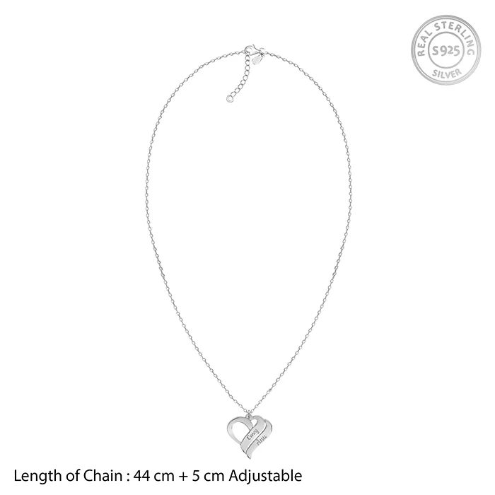Silver Personalised Name Heart Duo Pendant With Link Chain - Image 6