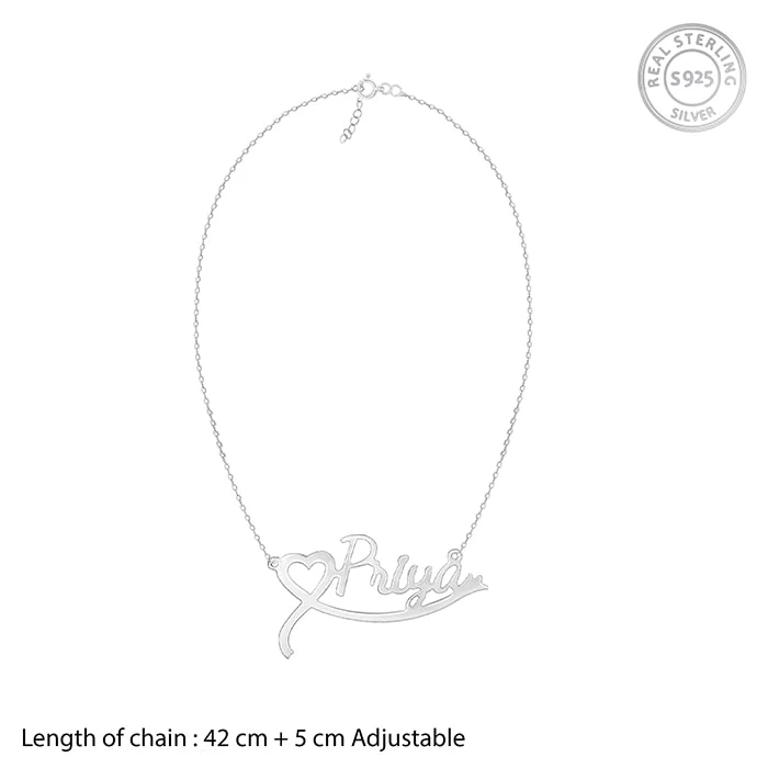 Silver Personalised Name Heart Necklace - Image 4