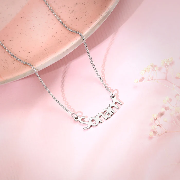 Silver Personalised Name in Bold Necklace - Image 2