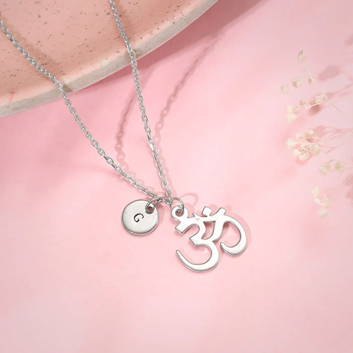 Silver Personalised Om Pendant With Link Chain - Image 2
