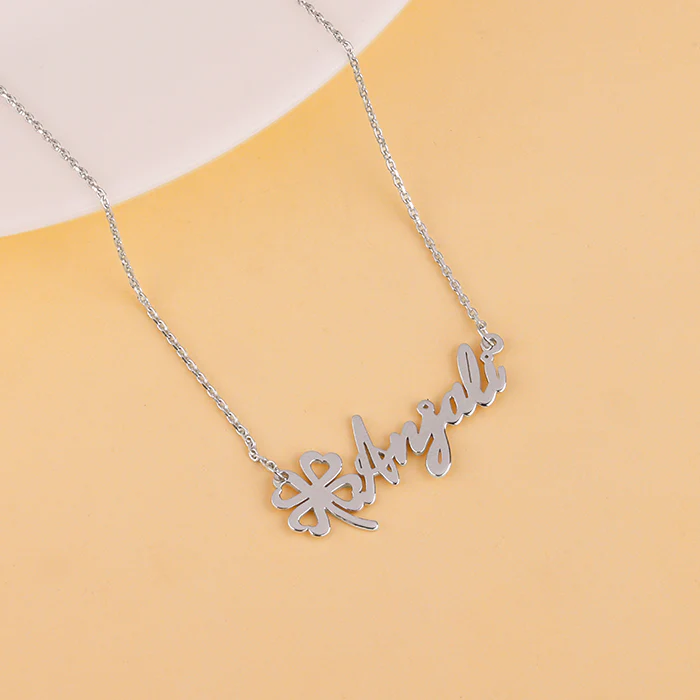 Silver Personalised Serendipity Clover Necklace - Image 2