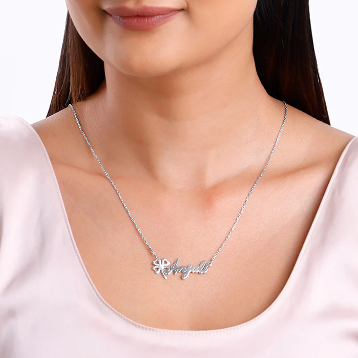 Silver Personalised Serendipity Clover Necklace - Image 3