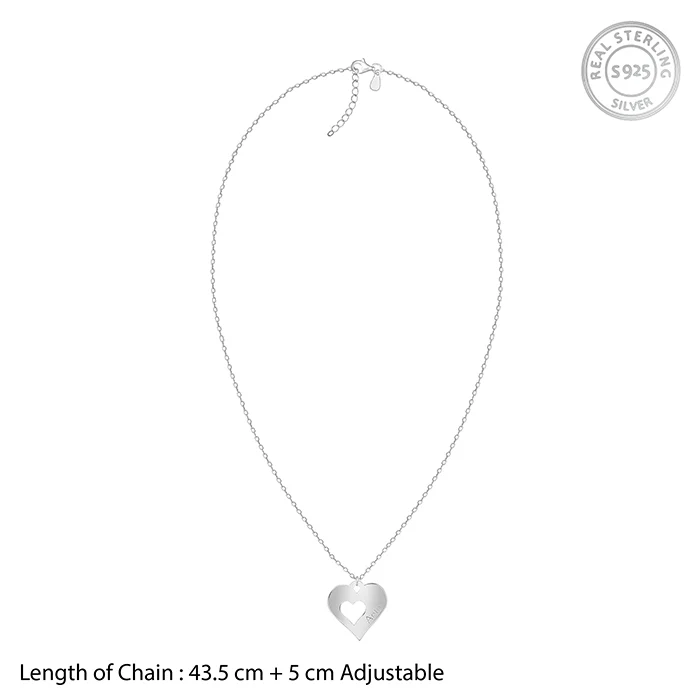 Silver Personalised Shy Heart Pendant - Image 8