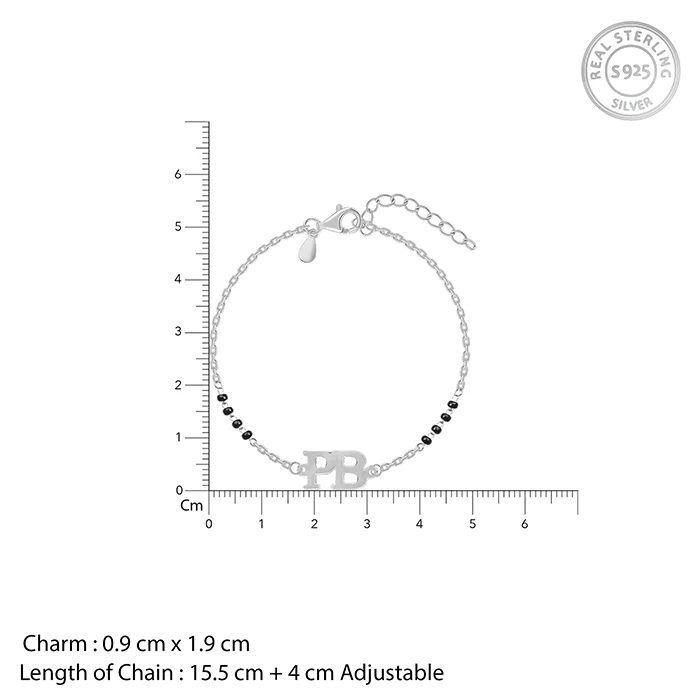 Silver Personalised Signature Initial Mangalsutra Bracelet - Image 4