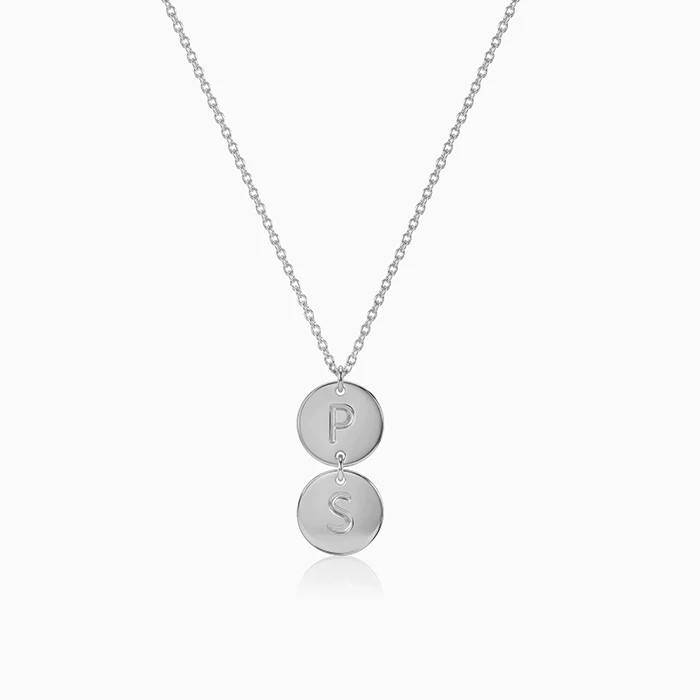 Silver  Personalised The Pair Initial Necklace - Image 2