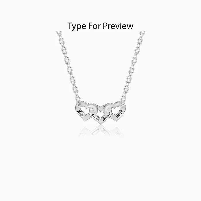 Silver Personalised Triple Heart BFF Necklace - Image 2
