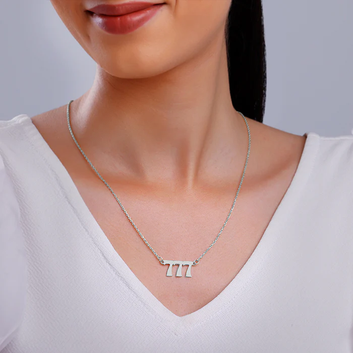 Silver Personalised Triple Numeric Necklace - Image 4