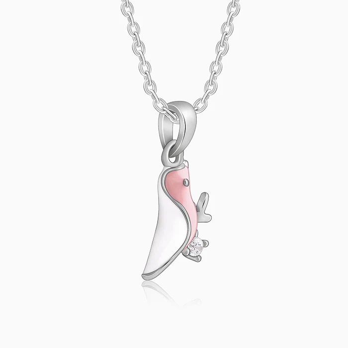 Silver Pink Bird Kids Pendant With Link Chain - Image 4