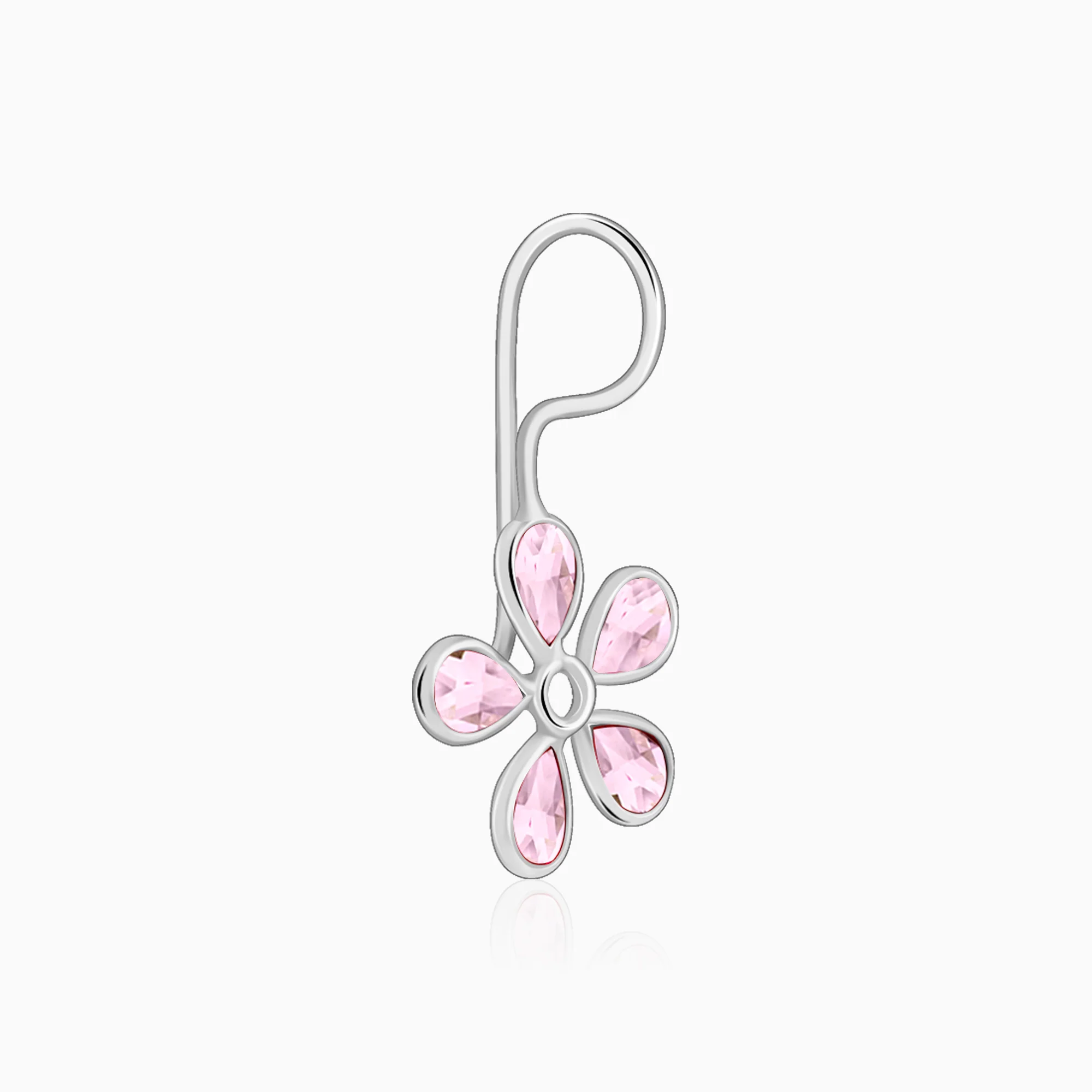Silver Pink Dahlia Earrings - Image 4