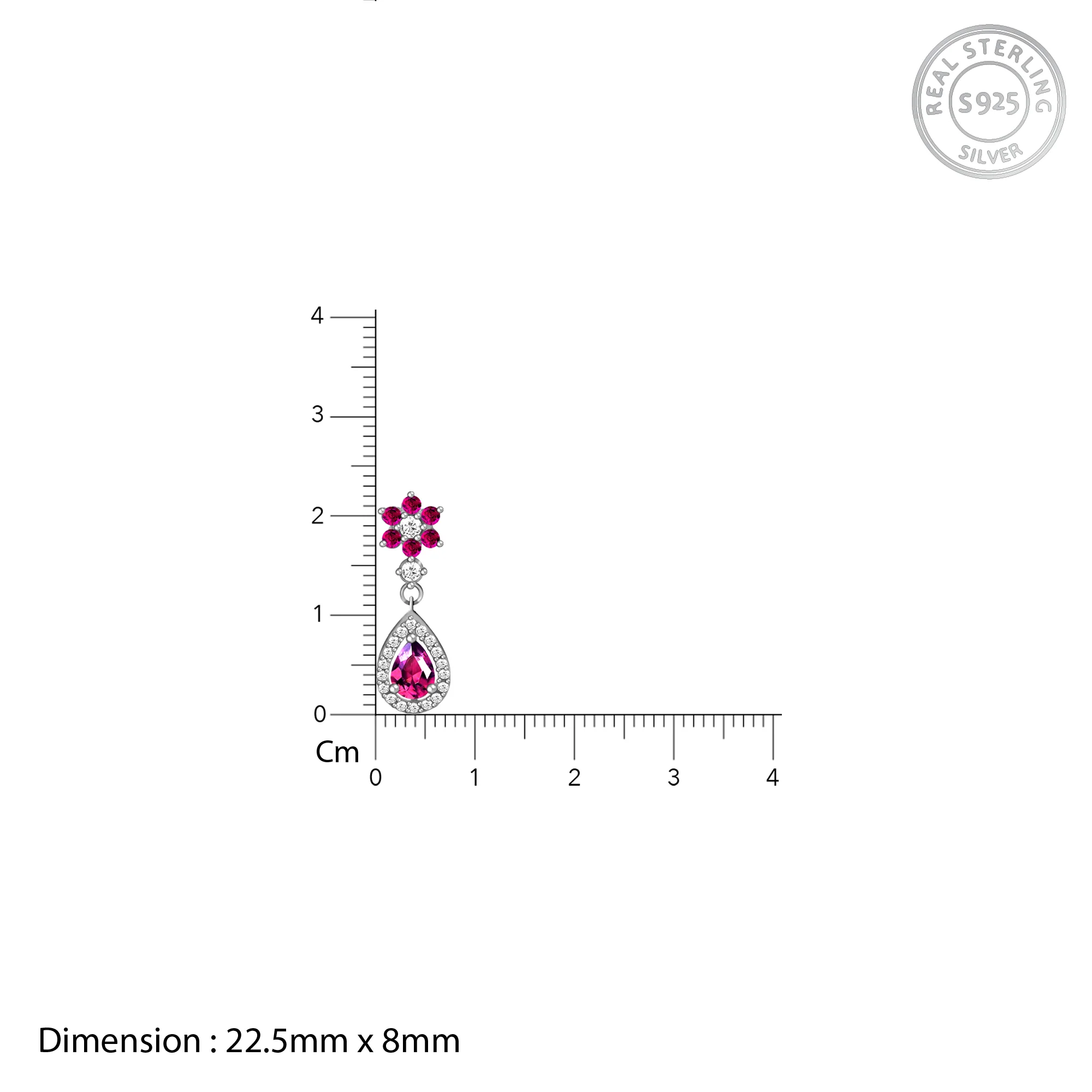 Silver Pink Flower Drop Solitaire Set - Image 4