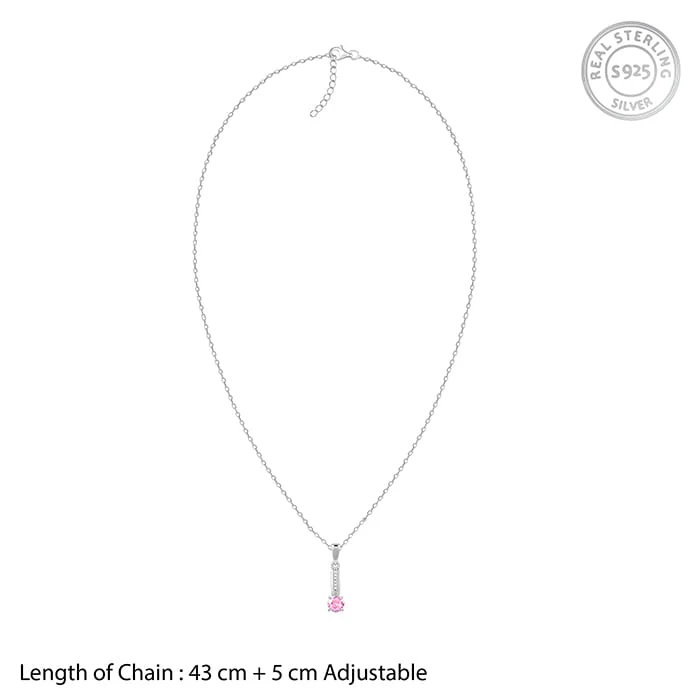Silver Pink Glam Pendant With Link Chain - Image 6