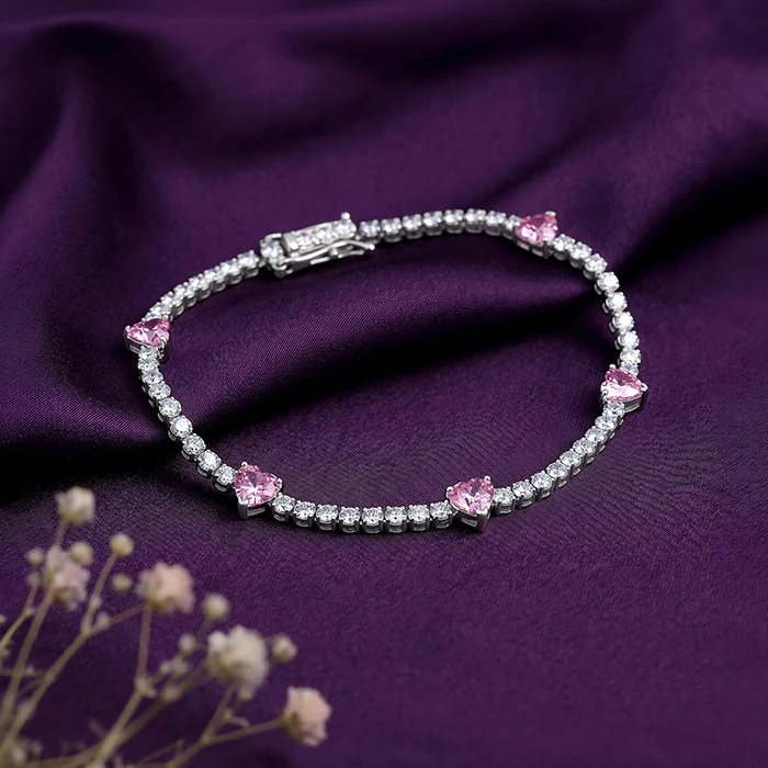 Silver Pink Halo Bracelet - Image 2