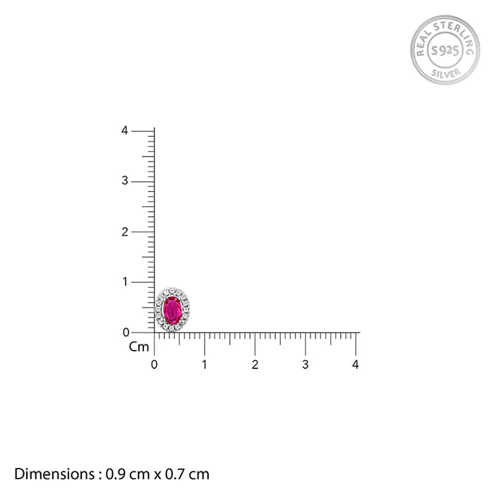 Silver Pink Oval Halo Studs - Image 5