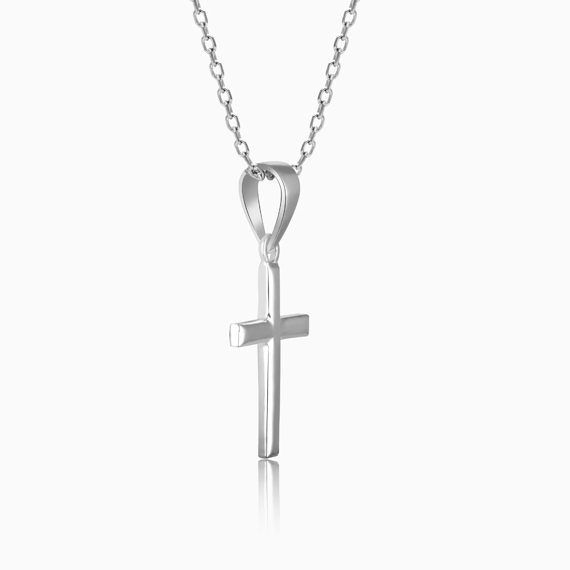 Silver Blessed Holy Cross Pendant with Link Chain - Image 5