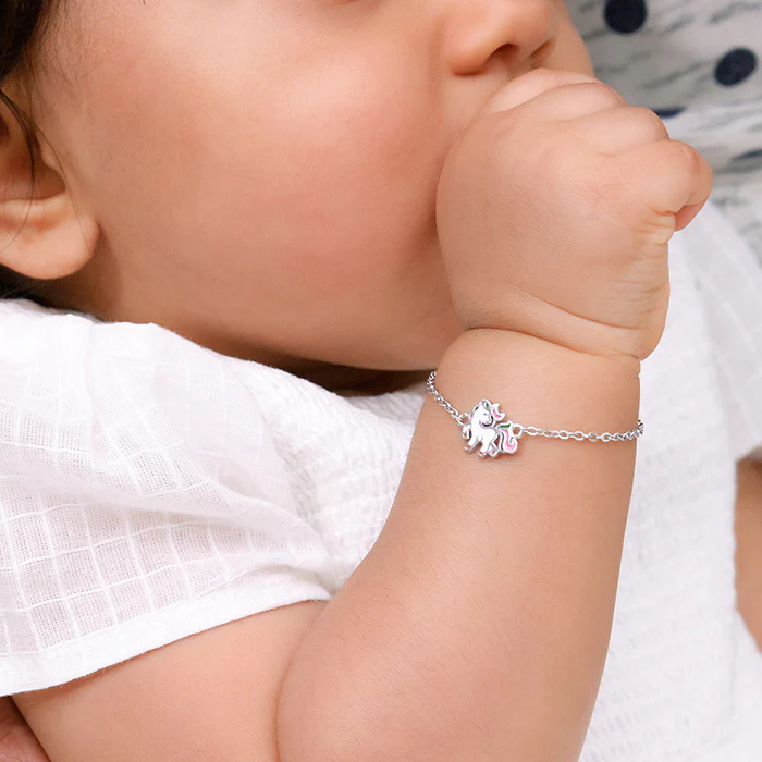Silver Playful Unicorn Kids Bracelet (0 - 2 Years) - Image 3