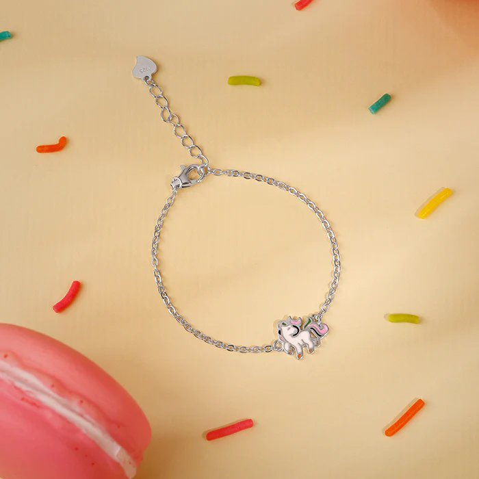 Silver Playful Unicorn Kids Bracelet (2 - 8 Years) - Image 2