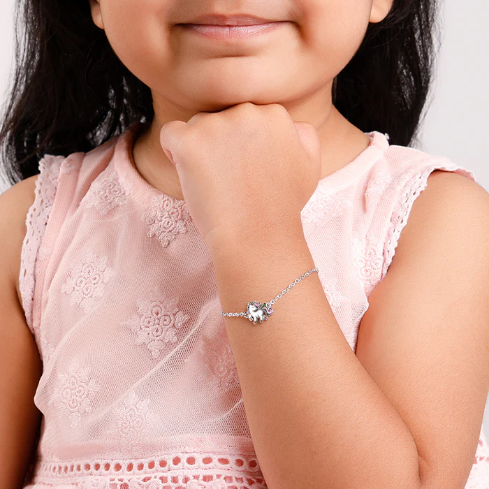 Silver Playful Unicorn Kids Bracelet (2 - 8 Years) - Image 3