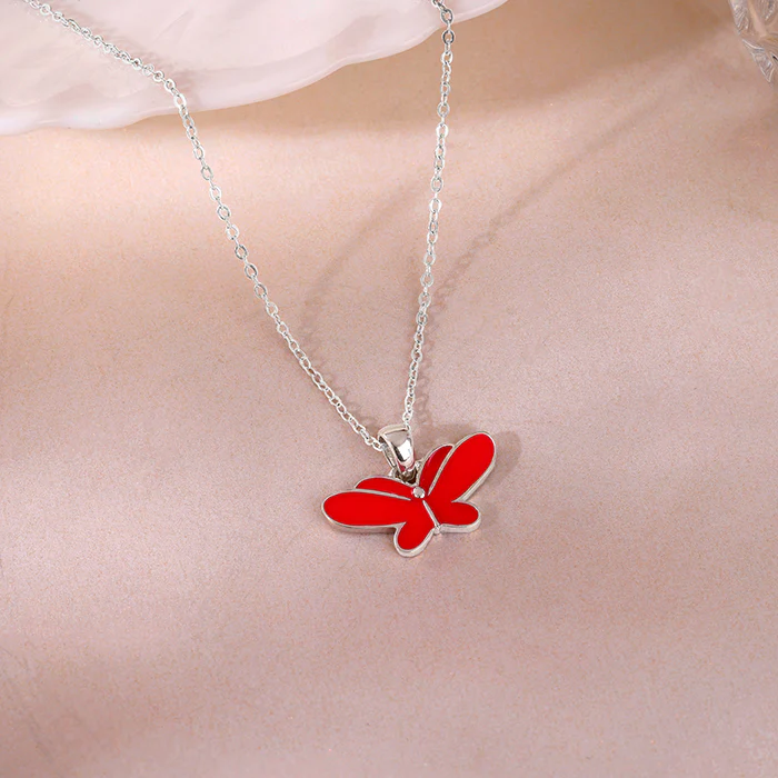 Silver Pookie Butterfly Kids Pendant With Link Chain - Image 2